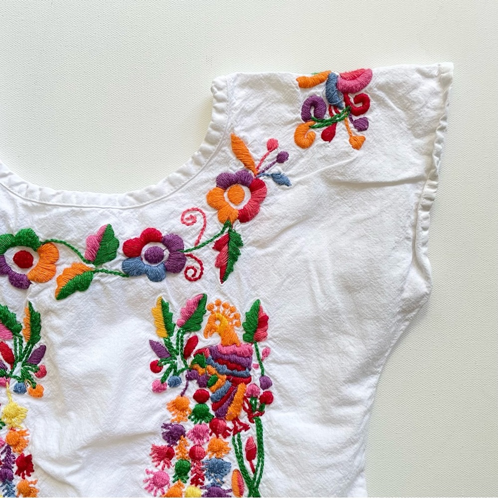 Peek Toddler Girls Embroidered Floral Tunic Dress Cotton Boho XS 2/3 - Picture 3 of 7